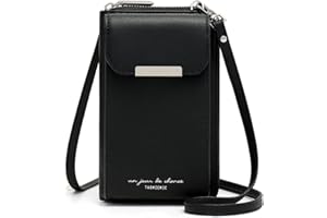 REETEE Borsa a Tracolla per Cellulare Portafoglio Donna in Pelle Borsa Piccola Tracolla Donna Pochette Portafogli Portamonete Donna con Tracolla Borsa Porta Cellulare (Nero)