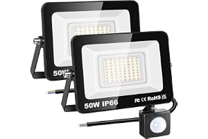 RIGIDON 2x PIR-rörelsesensor utomhus säkerhetslampa, 50W LED-strålkastare