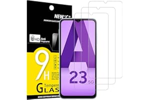 NEW'C Lot de 3, Verre Trempé pour Samsung Galaxy A23 4G / A23 5G, Film Protection écran - Anti Rayures - sans Bulles d'air -Ultra Résistant (0,33mm HD Ultra Transparent) Dureté 9H Glass