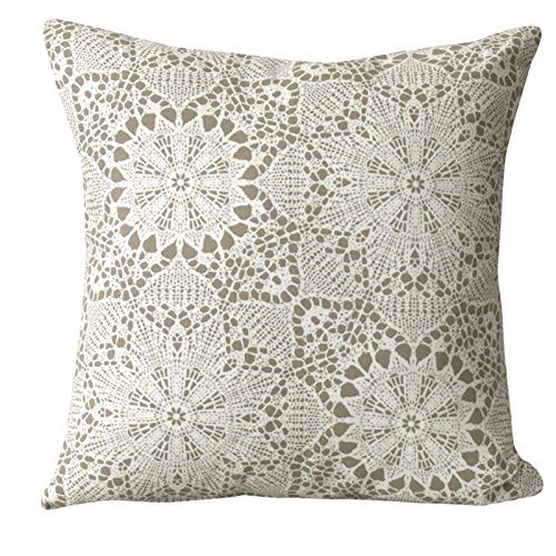 JEMIDI Kissenhüllen Vintage / Urban Retro Look Leinenlook Kissen Bezug Bezüge Hülle Kissenbezug Kissenbezüge 40cm x 40cm Beige/Weiss