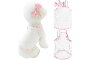 Fnaobai Vestiti estivi per cane di piccola taglia gatti Cucciolo Cuore Gilet Camicia Traspirante Animale Domestico Senza Maniche Canottiera per Cani di Piccola Taglia Media