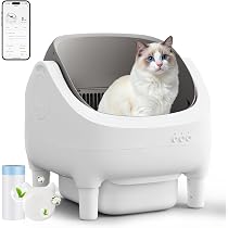 Lettiera Autopulente Per Gatti XXL A Design Aperto – Controllo App, Sensori Di Sicurezza, Cassetto 10L, Silenziosa (35dB), Per Più Gatti, Con Deodorizzatore