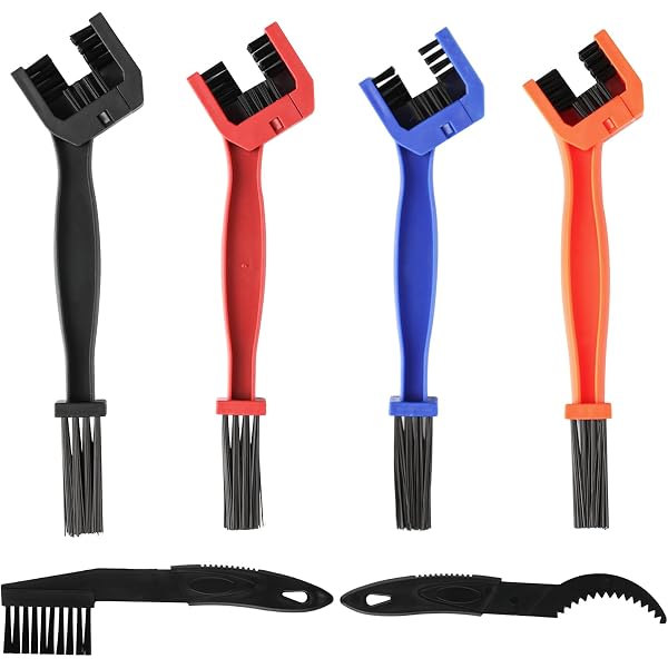 Brosse Nettoyage Chaîne Moto/vélo - Double Tête Rotative - Nettoyage 4 Côtés - Poils Durables ABS