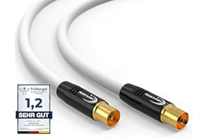 RedStar24 Cable de antena 4m Blanco – Macho a Hembra IEC – Cable Coaxial HDTV Premium para Televisión por Cable | Cable de TV: Compatible con TV, Radio, DVB-T/T2, DVB-C, DAB