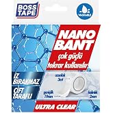 Boss Tape Tarafli Nano Bant, 19 mm x 3 mt Boyut, Seffaf &Ccedil;ift