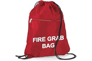 WORKWEAR WORLD School Evacuation Fire Grab Bag - Printed Red Emergency Documents Drawstring Sack Bag