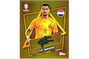 Generisch Topps UEFA EURO 2024 Fußball EM Sammelsticker - Gold Signature Sticker - Auswahl (Gold Signature Sticker - Cody Gakpo)