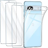 FLLAO Cover Compatibile con Google Pixel 7A 5G con 3 Pellicola Vetro Temperato, Custodia Trasparente Ultra Sottile Silicone T