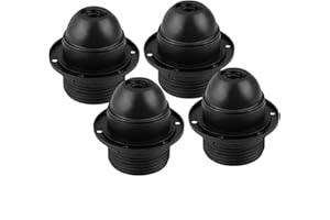 HALOTEC | Pack 4 Portalampada E27 | Rondella per Fissaggio Schermo Lampada | Colore Nero | Montaggio M10x1 | Prodotto in Italia | Base per Lampadine E27