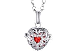Morella Femme Collier Ange Gardien en Acier Inoxydable 70 cm avec Coeur Amour et Boule sonore en zircons Ø 16 mm dans Une Pochette en Velours