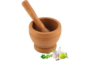 HAPIVIDA Ensemble Mortier et Pilon, Broyeur Ail Manuel Broyeur à Mélange d'épices à L'Ail Broyeur à Bol de Cuisine Smashing Tools(Wood)