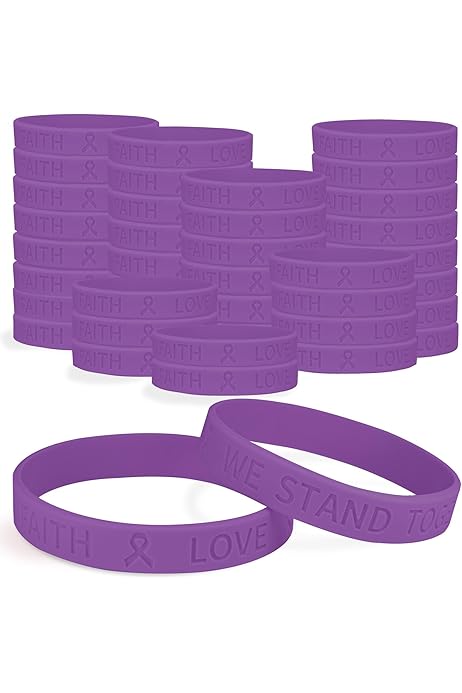 Childhood Cancer Purple Ribbon Awareness Bracelets Bulk Silicone