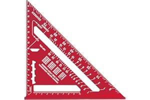 JEEZAO Squadra da Falegname in Lega di Alluminio 7 Pollici Metrico,90 Gradi Righello Triangolare da Carpentiere Ispessito (rosso)