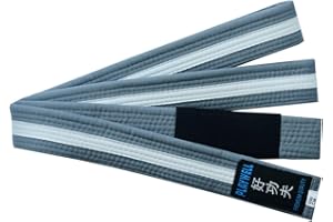 Playwell Martial Arts Childrens Grading Grey BJJ Ju, Jiu Jitsu Belt With White Stripe