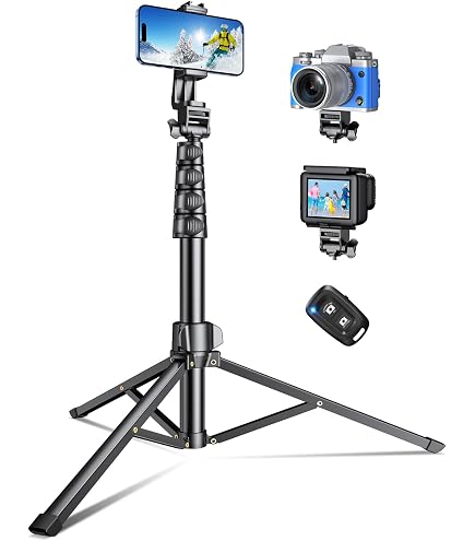 Trépied Smartphone 142cm CIRYCASE Avec Perche Selfie, Télécommande Bluetooth Et Support Universel - Aluminium Robuste