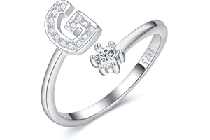 CRYSLOVE Anello da Donna Iniziale in Argento 925 dalla A alla Z di Anello Aperto Regolabile Lettera Captiale Argento,Regalo di Compleanno per la Festa della Mamma