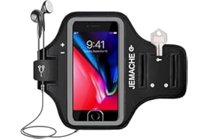 iPhone 6 7 8 SE(2022/2020) Armband, JEMACHE Fingerabdruck Touch Unterstützt Running Training Gym Arm Band Schutzhülle für iPhone 6/6S/7/8/SE 2020 2022 (Schwarz)