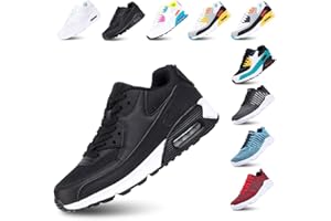 Hitmars Laufschuhe Herren Turnschuhe Damen Schnürsenkel Luftkissen Sneaker rutschfeste Komfortabel Leicht Straßenlaufschuhe Schwarz Grün Weiß WeißRose WeißGelb EU36-EU47