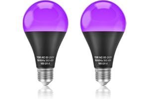 CREATESTAR UV Schwarzlicht Glühbirne 2er, E27 12W UV Glühbirne, 395nm UVA Level Schwarzlichtlampe, Black Light Bulb für Party Bar Halloween Club