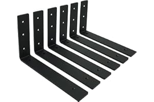 MLOQI Lot de 6 Equerre Etagere Murale, Supports Pour étagères Lourdes Industrielles, Equerre Charge Lourde, Supports en L, 5 mm d'épaisseur avec Vis (30 cm)