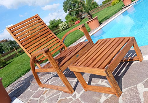 Deckchair extra large Sonnensessel BARBUDA aus Holz Lärche mit Sitzauflage und Kopfpolster extrem robust inkl. Fußauflage von AS-S - 6