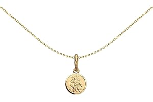 Jewelco London Solid 9ct Yellow Gold Matte St Christopher Medallion Pendant