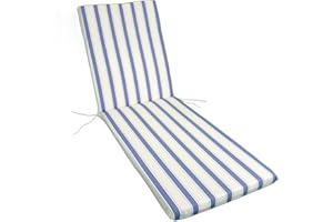 GHIOCUSCINI | Cuscino per Lettino Prendisole, RIGATO NIZZA in Tessuto Cotone/Poliestere, Sfoderabile, 73 + 110 x 57 cm, Alto 6 cm, Made in Italy