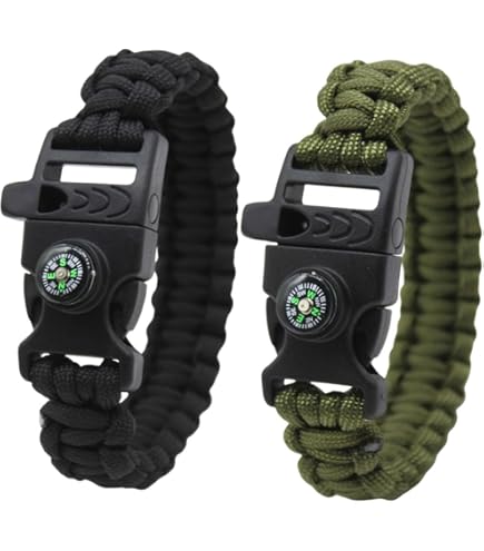 TECHONG Bracelet de survie en paracorde - 5 en 1 - Sport décontracté - Avec plusieurs outils d'urgence