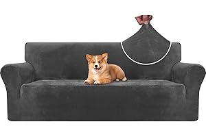 CYCMACO Copridivano Velluto Spesso 3 Posti, Universale Copridivani Elasticizzati, Copri Divani Antiscivolo, Moderno Sofa Cover Antigraffio, Fodera Divano Antimacchia Lavabile, Grigio