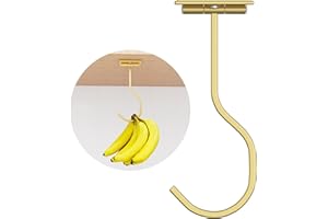 saffruff Gold Banana Hook Foldable - Under Counter Banana Hanger, Under Cabinet Banana Holder Self-Adhesive, Magnetic Banana Hook