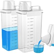 Distributeur De Lessive 1800ml - 2 Pièces Transparent Avec Gobelet Doseur | Rangement Étanche Pour Poudre