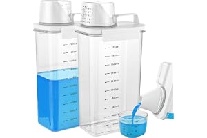 LDHHYH 2-pack Tvättmedelsförvaring med Tvättmedelsbehållare 2300 ml, Tvättmedelsdispenser med Mätkopp, Lufttät Förvaring för Tvättpulver och Flytande Tvättmedel i Tvättstuga