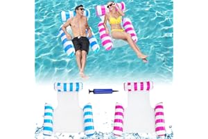 Udbrud Amaca Gonfiabile, 2 Pezzi 4-in-1 Materassino Gonfiabile Multifunzionale Amaca di Acqua per Bambini Adulti Piscina Giochi Estiva Mare Beach Party