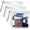 3PCS Clear Travel Toiletry Bags (No Printing, No Risk of Rejection) Airport Security Liquids Bags 20x20cm, 1 Litre Meet The Criteria, 100% Waterproof and Leakproof