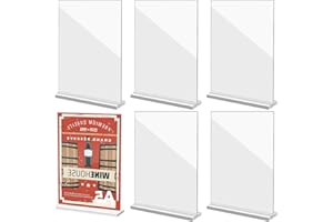 THIREI Expositor de Acrílico,Porta Letreros Acrílico A5, Pack de 6 Soportes de Mesa, Soportes de Mesa Acrílicos, Soportes Publicitarios para Restaurantes, Menús, Documentos, Oficina