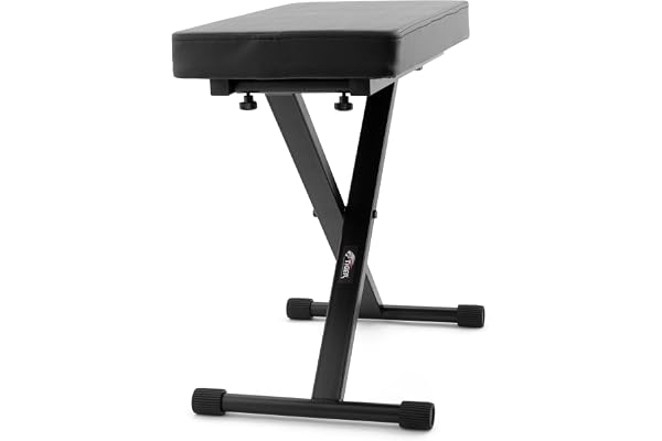 TIGER PST7-BK Banc de clavier, tabouret de piano - 4 sièges réglables en hauteur et repliables en X-Frame, Noir