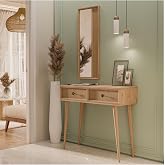6024 LUNA (AHŞAP AYAKLI) MDF PROFİL &Ccedil;ER&Ccedil;EVELİ 2 &Ccedil;EKMECELİ AYNALI DRESUAR SEPET-YUNUS