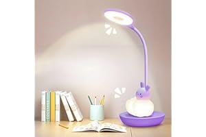 FemKey Lampara Escritorio Niña, Flexo LED Escritorio 3 Modos de Luz con 5 Brillos, Lampara de Mesa Táctil, Lampara Lectura para Niños,Luz Escritorio Kawaii (púrpura)