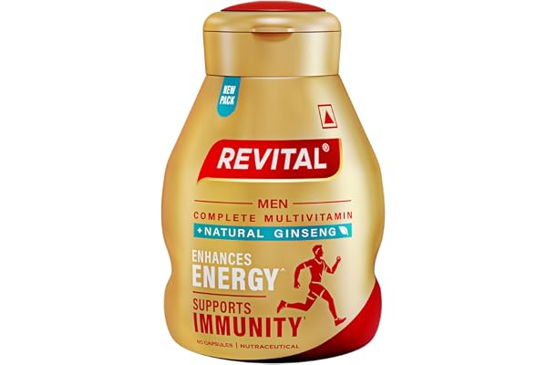 Revital H Multivitamin For Men (60 Capsules) With Natural Ginseng, Zinc, 10 Vitamins & 8 Minerals For Daily Energy, Stamina & Immunity