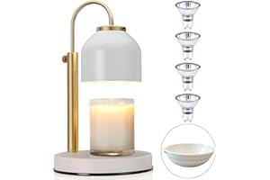 GOS19 Adjustable Candle Warmer Lamp Uk With Timer & Dimmer, White Electric Wax Burner, Scentsy Candle Heater For Indoor Bedroom Hallway Decor, Flameless Aroma Warming Light, Work From Home Accessories