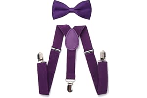 RSXING Kinder Hosenträger Fliege Sets - Jungen Hosenträger Fliege, Elastisch Y Gestalten mit Stark Clips Verstellbare Hosenträger Sets für Jungen, Kinder, Mädchen, Baby