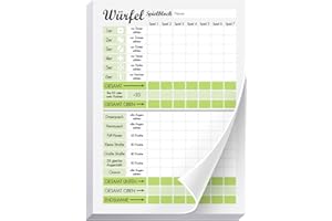 Jean-Philippe Dietz Würfelspiel Block (50 Blatt) - Modernes Design - Übersichtlich & gut lesbar - DIN A5 Grün