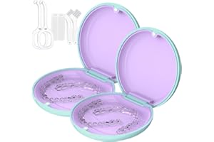 TUNYINSH Lot de 2 coques minces d'alignement pour Invisalign, étui de protection buccal avec outils de retrait et aligneurs à mâcher et brosse, plateau intérieur amovible en silicone pour un nettoyage facile
