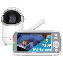TakTark Babyphone Camera, 5'' IPS-Écran 720P HD Baby Monitor Video ...