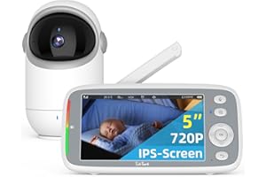 TakTark Babyphone mit Kamera, 5'' 720P IPS Babyfon mit Kamera Video Baby Monitor with Camera mit Rotation Pan-Tilt 300° Kamera Babyphone mit VOX, Gegensprechfunktion, Nachtsicht, Temperaturüberwachung