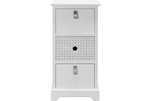 Rebecca Mobili Comodino Piccolo, Cassettiera Montata 3 Cassetti, Legno Mdf, Bianco Grigio, Moderno, Per Camera Bagno - Misure: 59,5 x 30 x 25 cm (HxLxP) - Art. RE6598