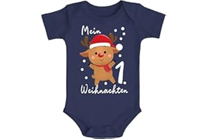 MoonWorks® Baby Body Mein 1. Weihnachten Rentier Grinch Lustig Weihnachtsoutfit Spruch Bio-Baumwolle Jungen & Mädchen