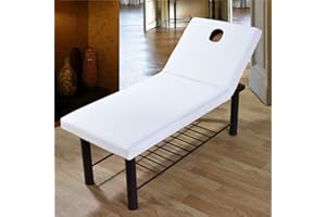 HXAIYOUU Massage Table Sheets, Massage Bed Cover with Face Hole, Fitted Sheets Washable Reusable Massage Table Cover for 80cm or Less Massage Bed (White, 70 * 190cm)