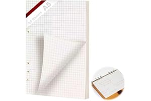 KINETOX Ringbuch A5 Nachfüllbare 60 Blätter Papiera 6 Loch Karierte A5 Nachfüllpapier Nachfüllbare Refill Paper Nachfülleinlagen für a5-Notizbücher Tagebücher Skizzen Agenden Planer