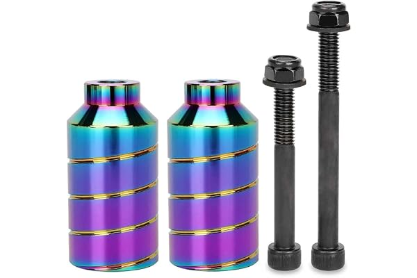 Trottinette Pegs - 2 pièces Pro Stunt Scooter Pegs Rainbow Schward avec axe de 12,9 et écrou de fixation | Aluminium Pro Roller -PEG | 5050s Grinds
